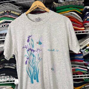 90s vintage Nashville Tennessee heather grey floral t shirt Size M